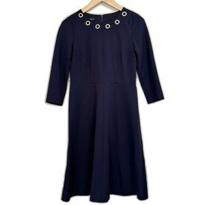 Talbots Dress Midnight Navy Blue Fit and Flare 2P 2 Petite